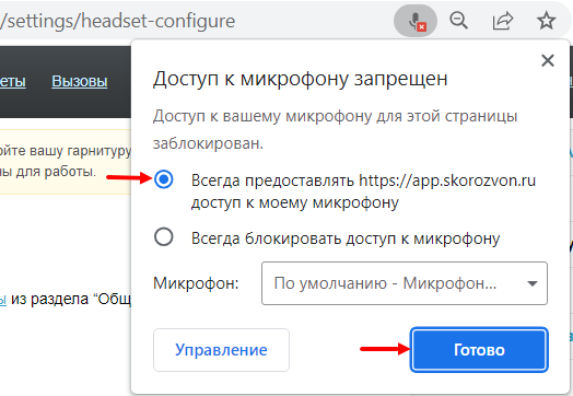 Разрешение доступа к микрофону в Google Chrome