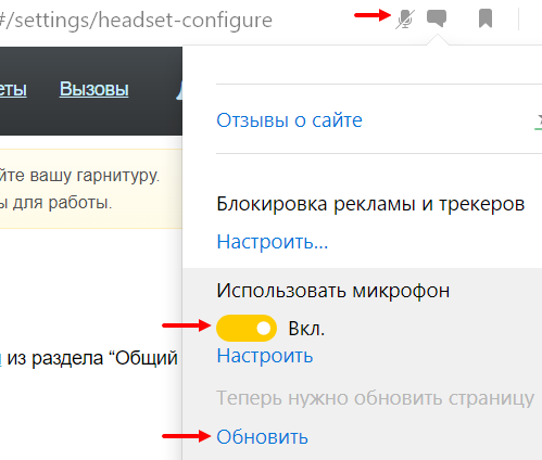 Разрешение доступа к микрофону в Яндекс.Браузере