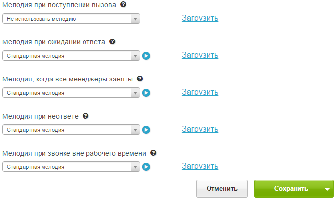 Загрузка мелодий на автоответчик