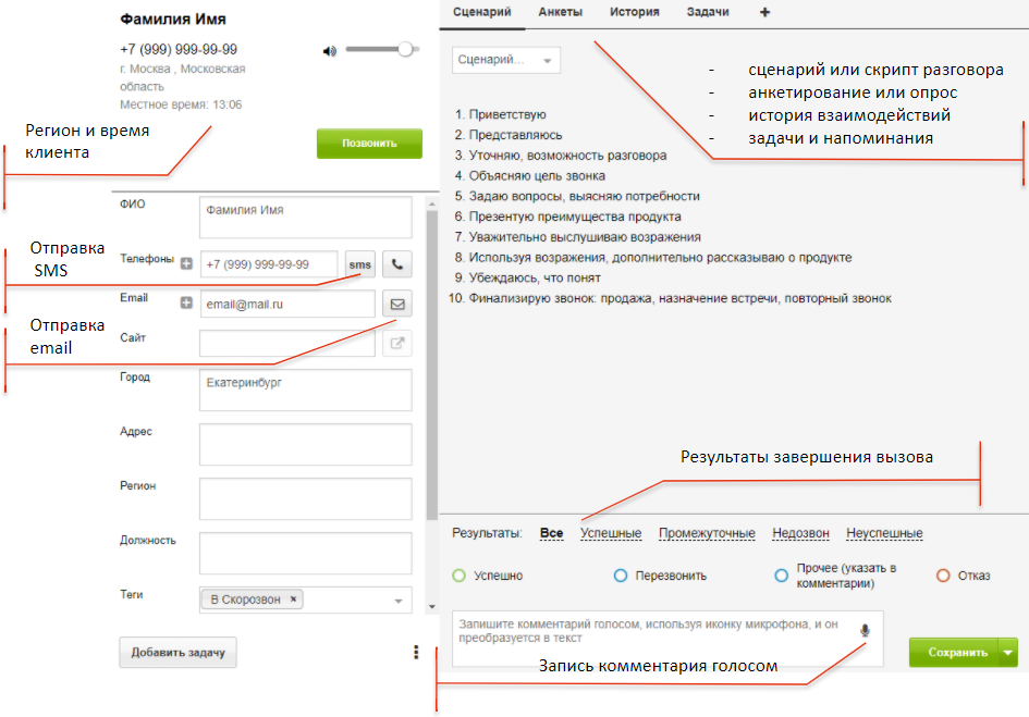 Карточка контакта